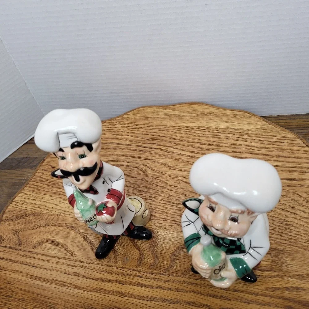 Fitz & Floyd‎ Italian Duo Oil And Vinegar Dispensers Papa Paisano Ceramic Pair